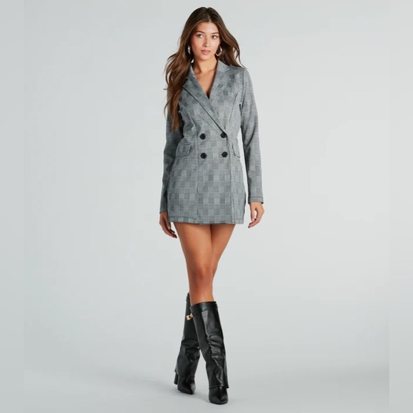 Windsor Dresses & Skirts - Things To Do Ponte Plaid Blazer Dress